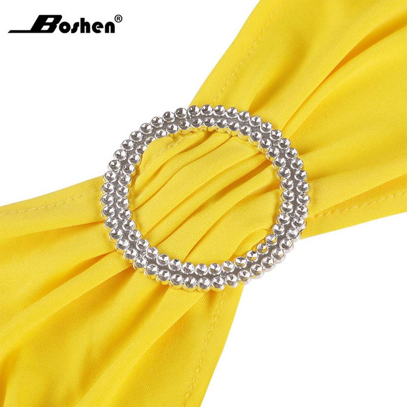 Boshen 100PCS Wedding Chair Decorations Stretch Chair Bows and Sashes for Party Ceremony Reception Banquet Spandex Chair Covers slipcovers (100, Yellow) - Image 3
